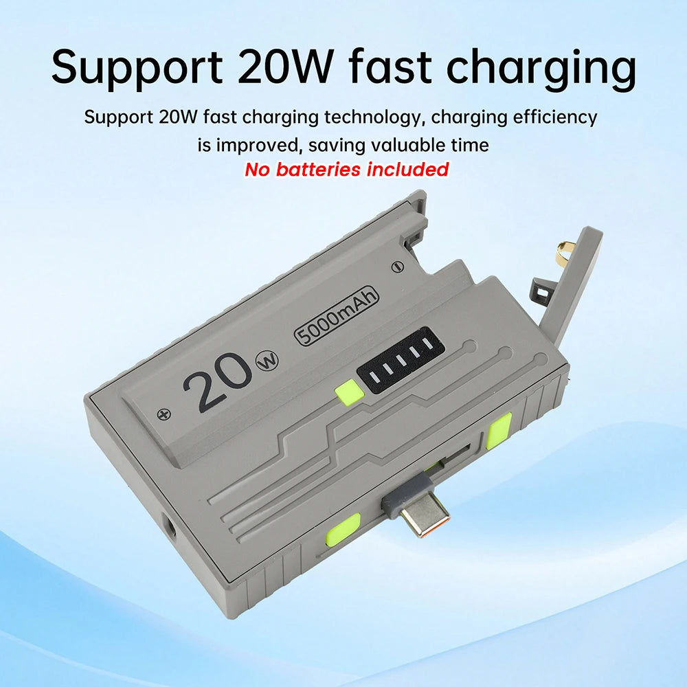 1*21700 Battery Box DIY Kit Battery Charger Case DIY Power Bank Box 20W Fast Charging For Phone Charging Not Including Batteries