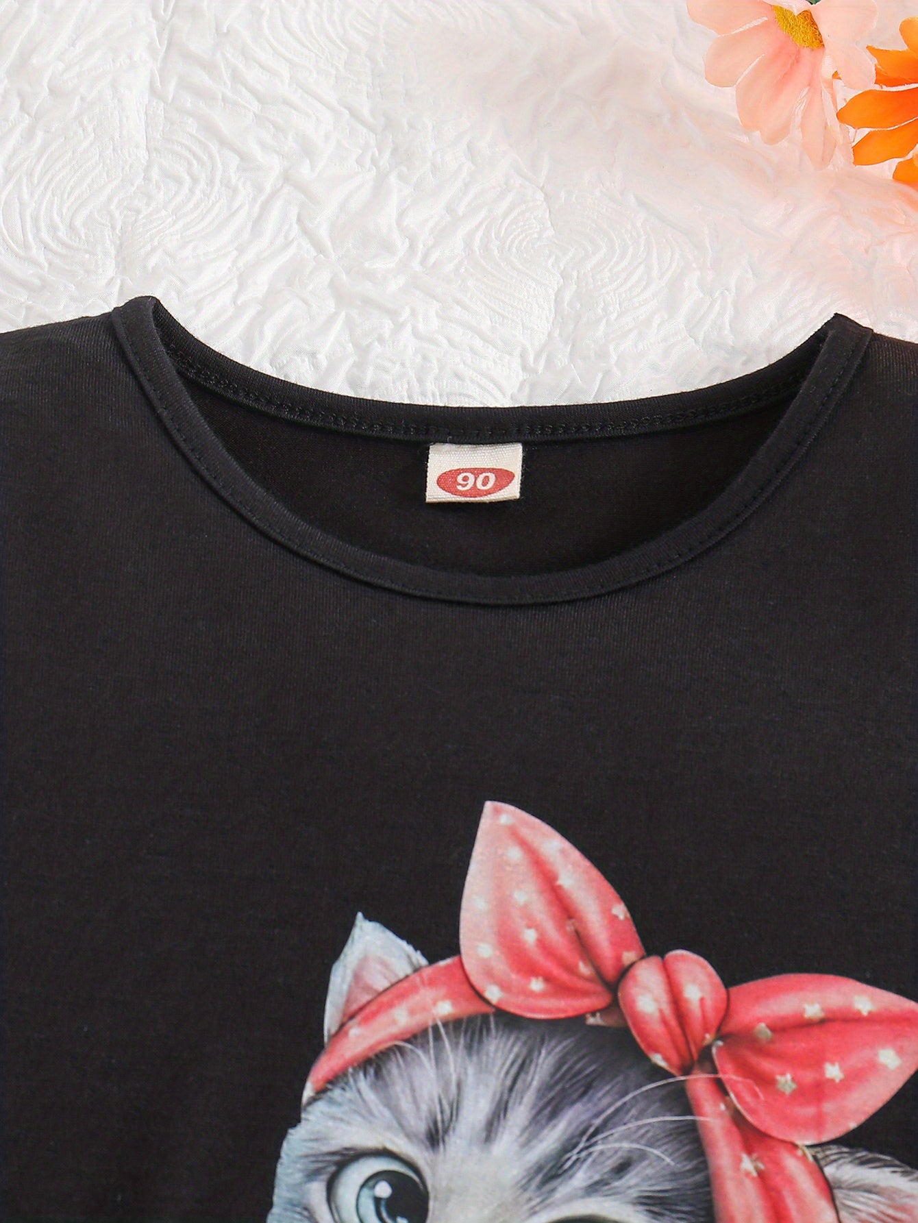 Summer Casual Round Neck Short Sleeve Printed Cat Pattern and Heart-Print Shor, Summer Outfit, Fashion, Cute Design, Playful Pattern, Soft Texture, Durable Clothing, 's Apparel, Little, 's Wear, Perfect for Outdoor