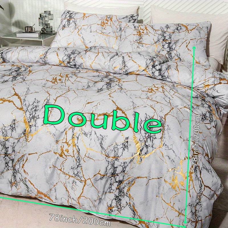 3pcs Classic Hot Stamping Texture Quilt Cover Set