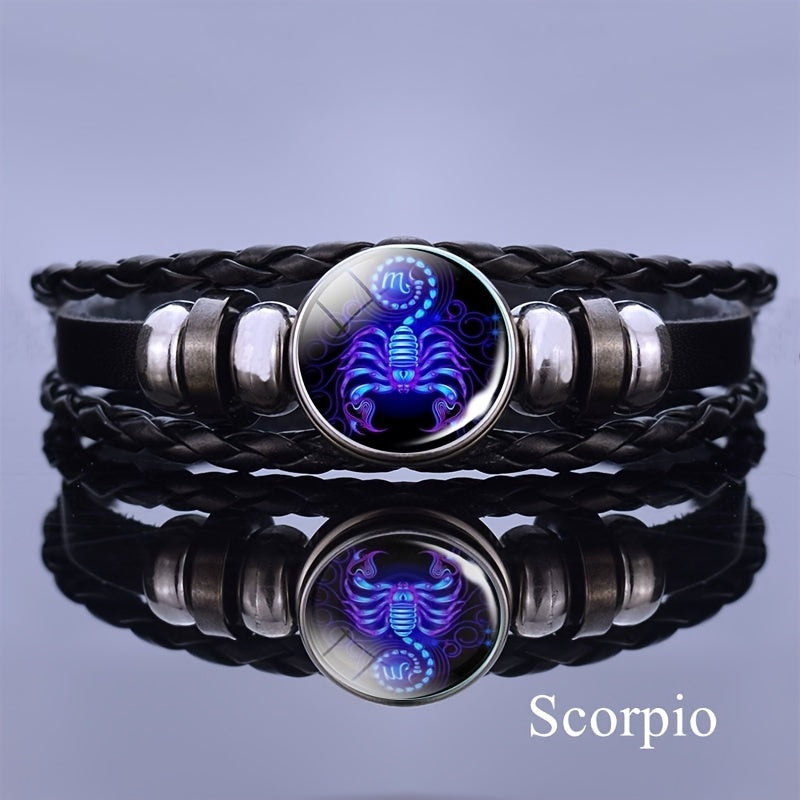 1pc 12 Constellation Luminous Bracelet Men's And Women's Fashion Multi-layer Woven Bracelet