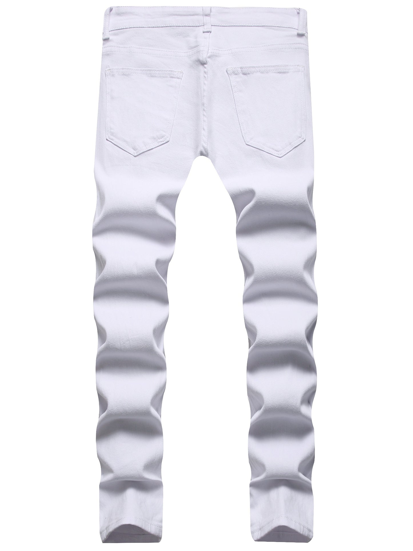 Men's Hip-Hop Style Slim Fit Stretch Denim Jeans with Distressed Details, Ripped Badge Accents - Mid-Rise, Raw Hem, Machine Washable, Grey