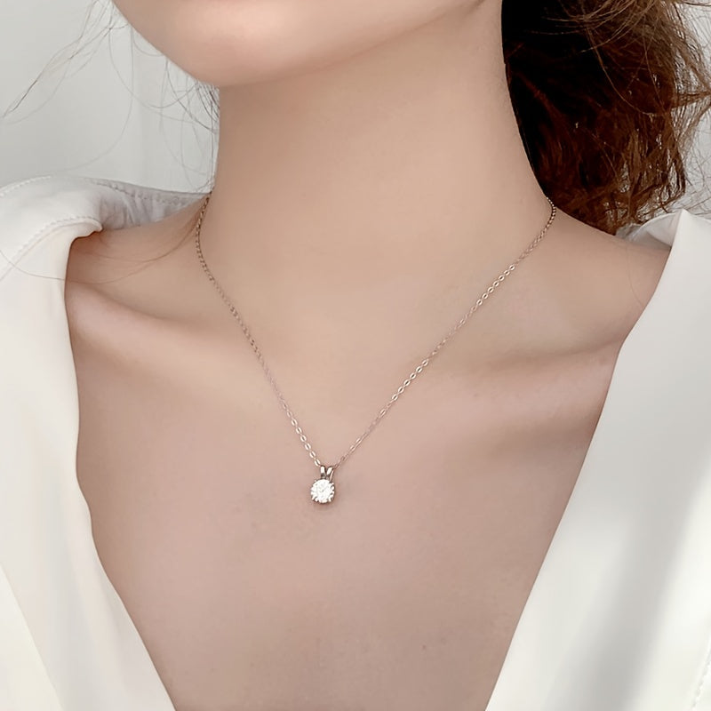Moissanite 925 Sterling Silver 1-2CT Classic 4 Claw Pendant Necklace Luxury Wedding Engagement For Women  Gift