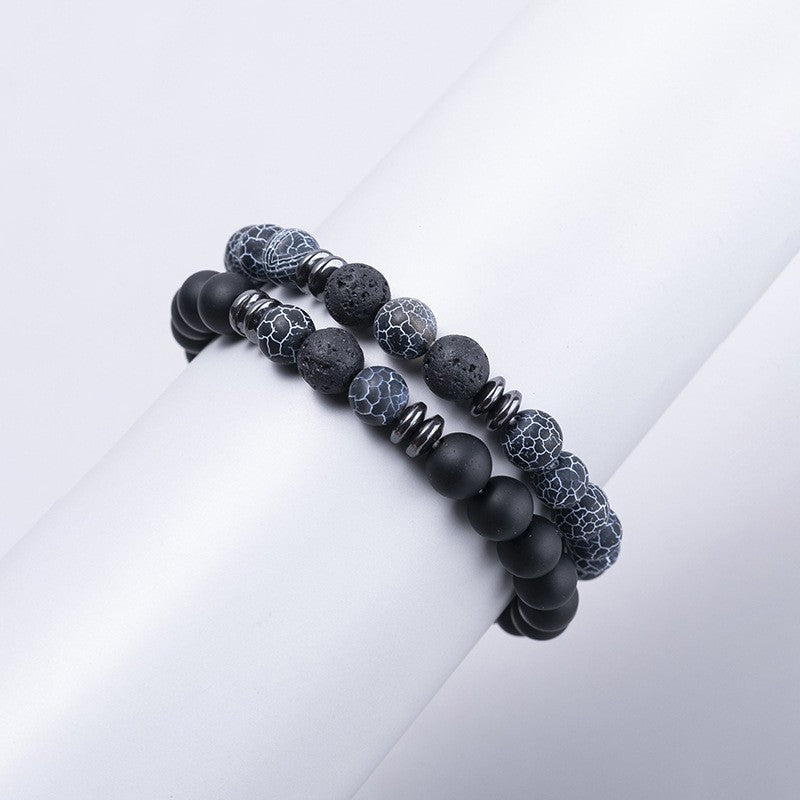 Tiger Eye Beaded Couple Bracelet Set, Men's Agate Stretch Bracelet