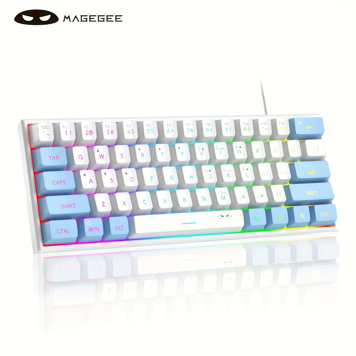 MageGee Mini 60% Gaming/Office Keyboard, Keycap Type Wired RGB Backlit Compact Computer Keyboard for Windows/Mac/Laptop