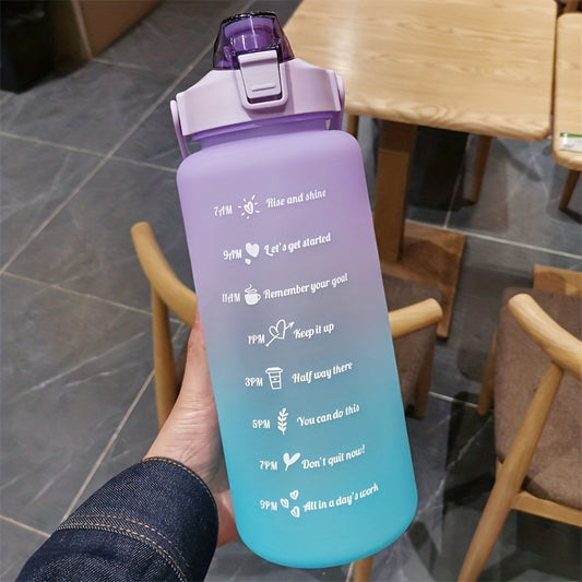 2 Liters Reusable Plastic Water Bottle With Straw & Time Marker - Perfect For Men & Women's Sports & Fitness!