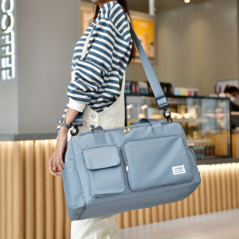 Nylon Large Capacity Travel Tote Bag With Crossbody Strap, Travel Bag, Gym Bag, Duffle Bag