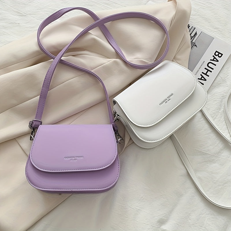 Simple Saddle Bag, Women's Mini Flap Purse, Fashion PU Leather Crossbody Bag