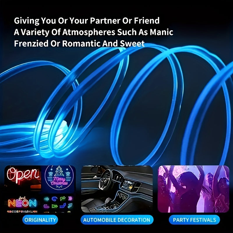 2m 4m LED Strip Car Interior Decorations Atmosphere Light RGB Neon DIY Dashboard Ambient Optical Fiber Strips Lamp with USB Drive