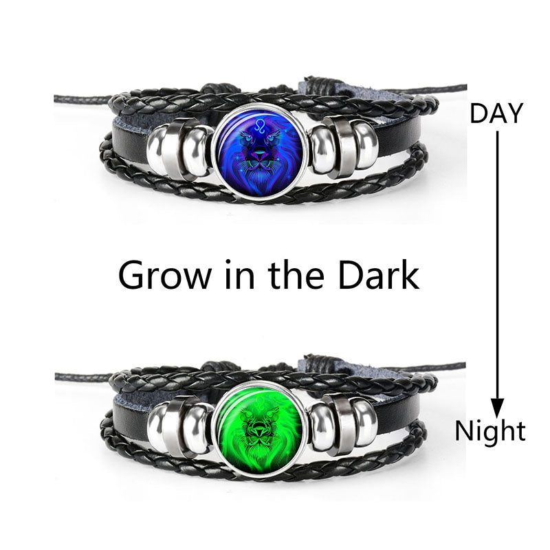 1pc 12 Constellation Luminous Bracelet Men's And Women's Fashion Multi-layer Woven Bracelet