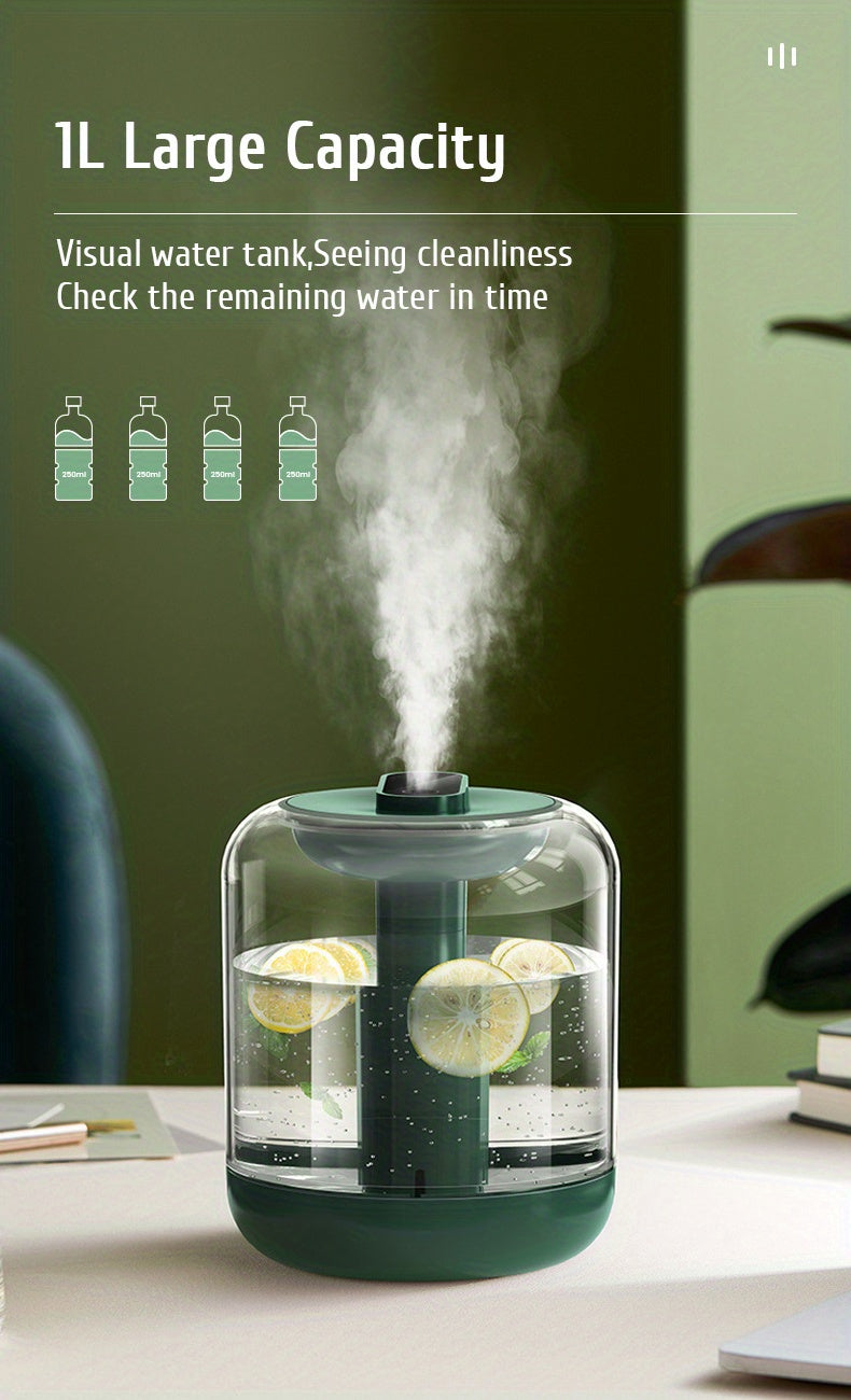 Humidifiers For Bedroom, 1L Cool Mist Humidifiers, Transparent Tank, LED Night Light, 2 Mist Mode, 2000mAh Battery Operated Humidifier, Quiet Air Humidifier, Portable Travel Humidifier For Car Desk Home Office