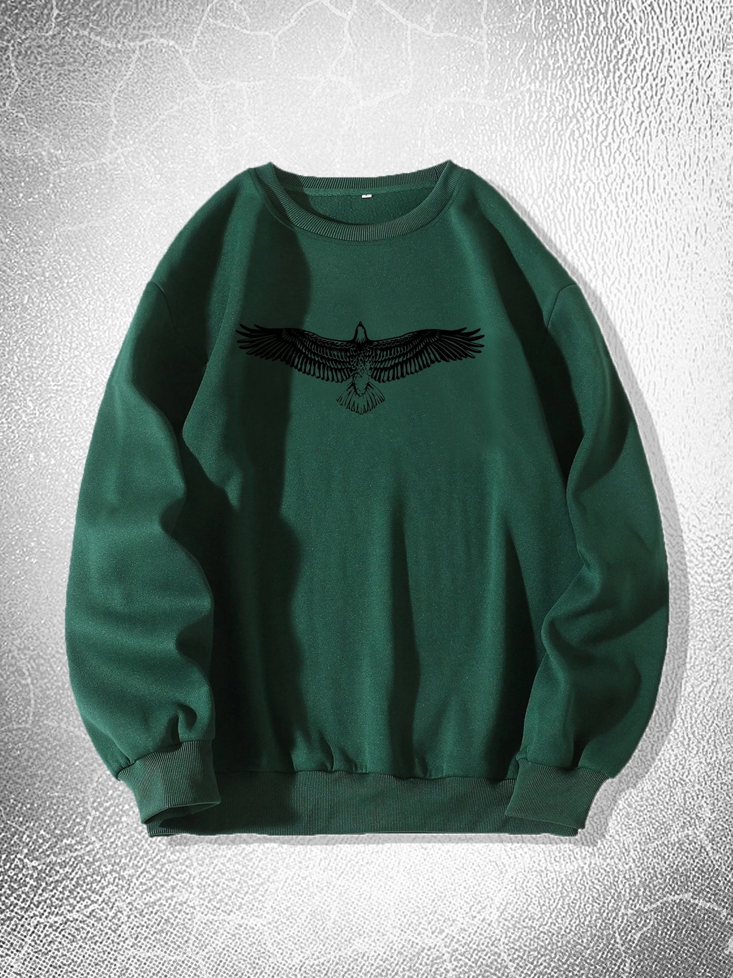 Big Eagle Print Men's Crew Neck Long Sleeve Sweatshirt, Casual Wear, Men's Clothing