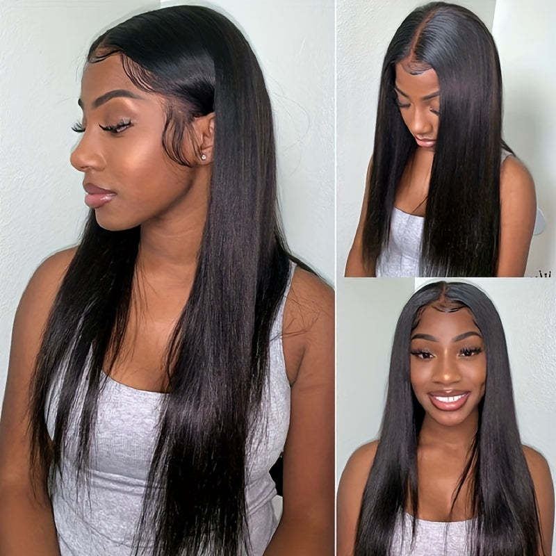 200% Density Long Straight Lace Front Wigs 13*4 Lace Frontal Wigs Transparent Lace Front Pre Plucked Brazilian Human Hair Wigs For Women