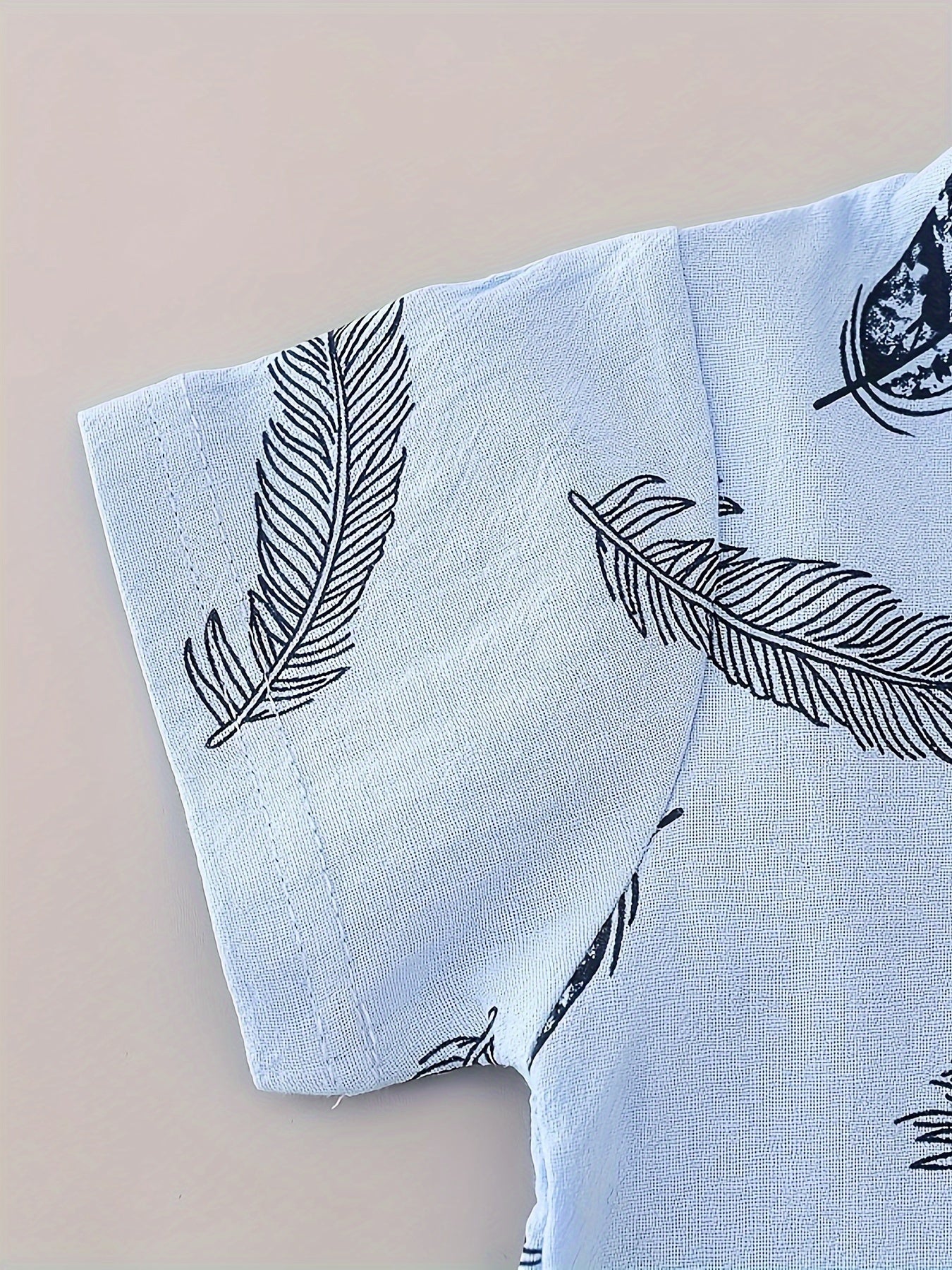 2pcs Baby Boys Casual Feather Pattern Short Sleeve Shirt & Shorts Set Clothes Outdoor Set