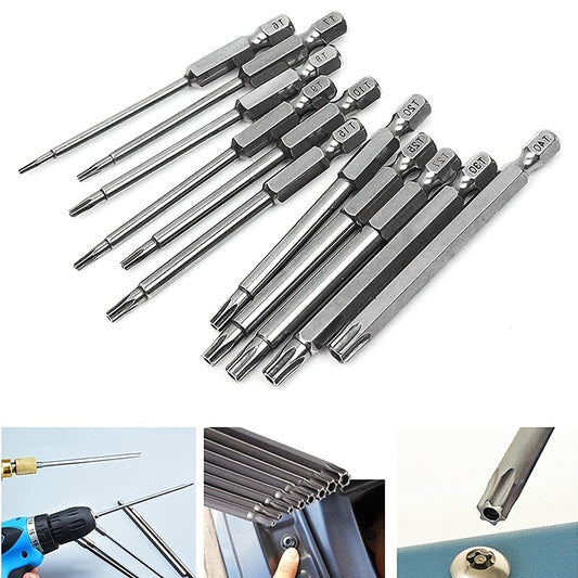 11-Piece Premium Torx Security Screwdriver Drill Set - Durable 1/4 Hex Shank T6-T40 S2 Steel Bits for Maximum Torque and Long-Lasting Performance - Ideal for Heavy-Duty Applications