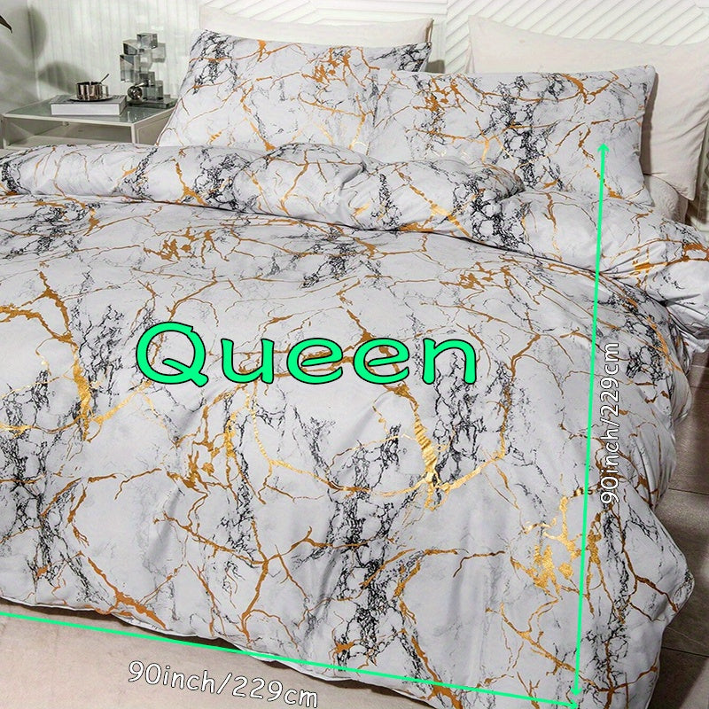 3pcs Classic Hot Stamping Texture Quilt Cover Set
