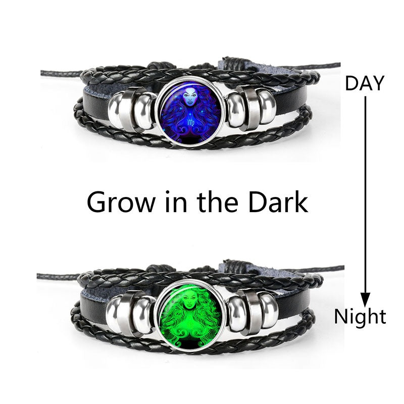 1pc 12 Constellation Luminous Bracelet Men's And Women's Fashion Multi-layer Woven Bracelet