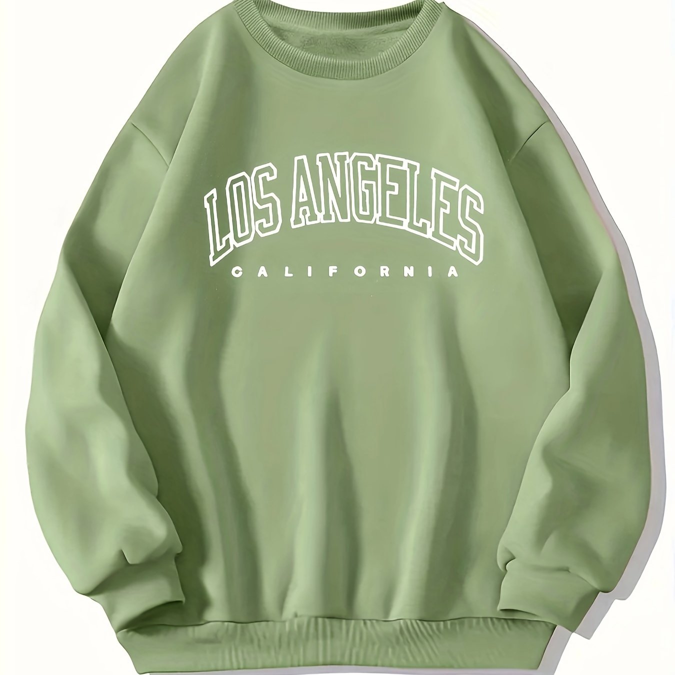 Los Angeles Print Preppy Sweatshirt, Long Sleeve Crew Neck Casual Sweatshirt For Winter & Fall, Women's Clothing