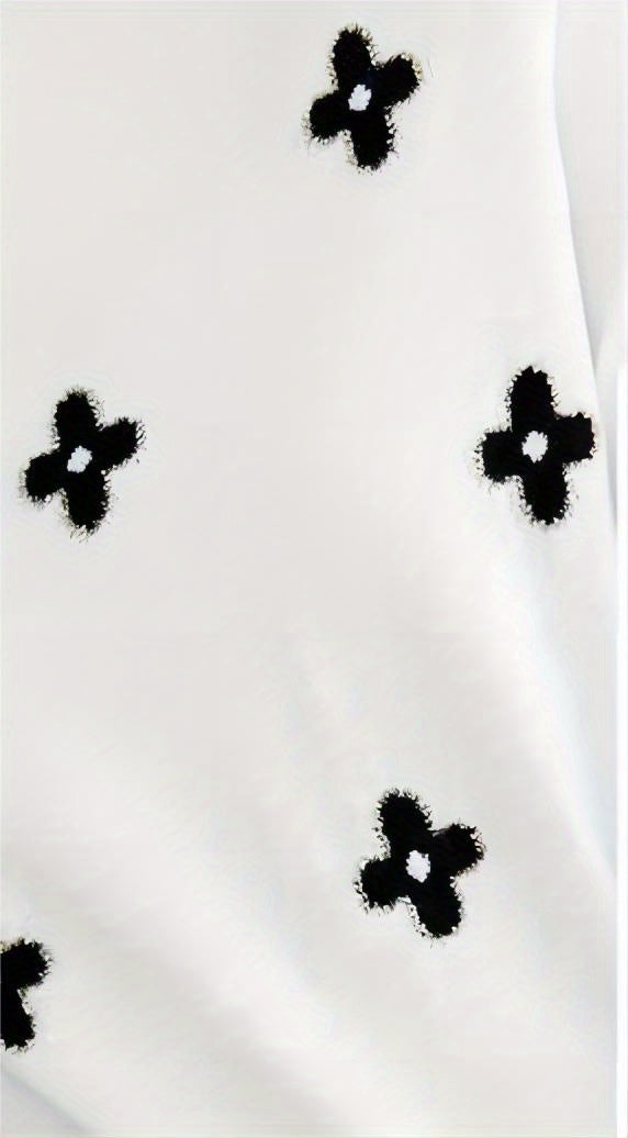 Valentine's Day Floral Print Knit Sweater, Casual Crew Neck Half Sleeve Sweater For Spring & Summer, Women's Clothing