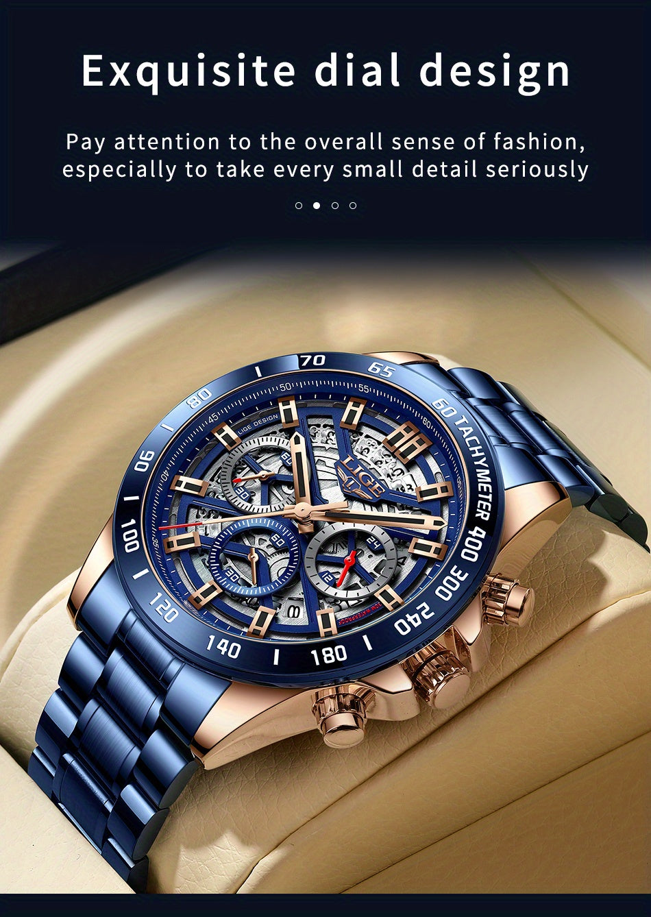 LIGE Watch For Men Top Brand Luxury Men Watch Fashion Business Sports Quartz Chronograph Wristwatches Hollowed Out Chronograph Watch