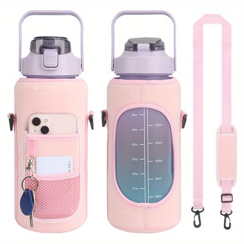 2L/64oz Waterproof Water Bottle Cover - Durable Sport Bottle Insulator with Shoulder Strap - Perfect Portable Vacuum Cup Pouch for Outdoor Adventures and Camping