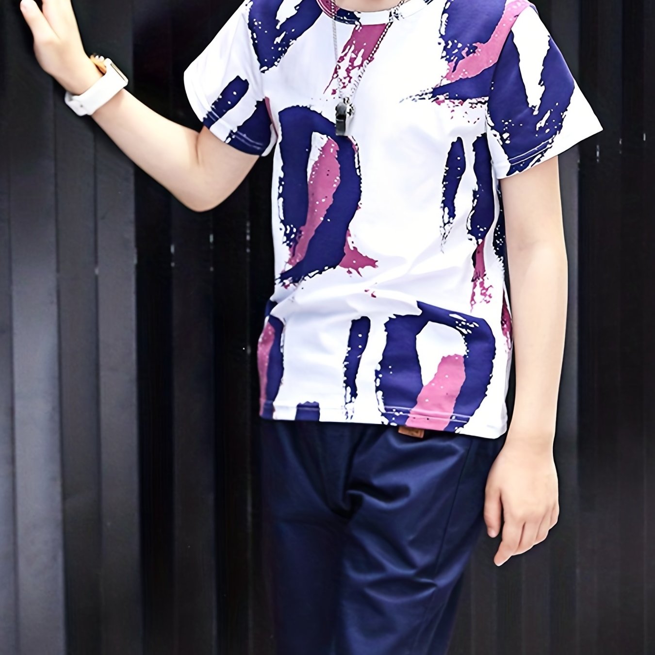 2pcs Boys Teen Casual Graffiti Round Neck T-shirt & Shorts Set Clothes For Summer Daily & Outdoor Wear
