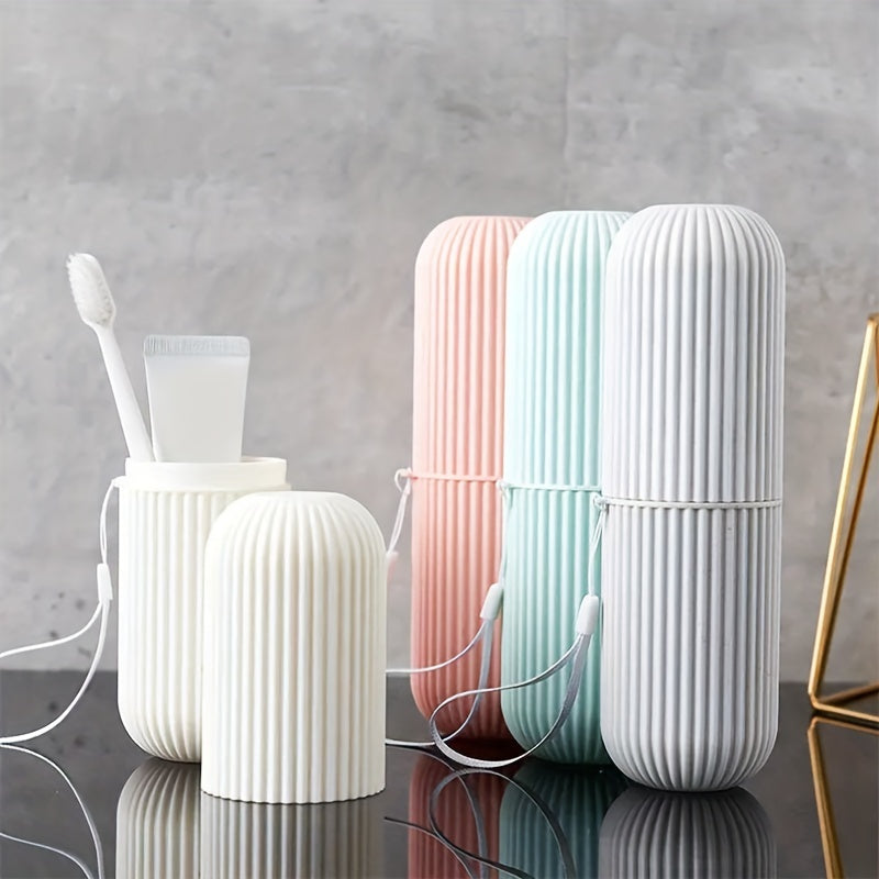Household Travel Mouthwash Cup Toothbrush Cup Makeup Brush Storage Box Travel Wash Cup Portable Couple Toothbrush Toothpaste Storage Box Simple Toothbrush Mouthwash Cup Toothjar Set Rope Color Random travel must have