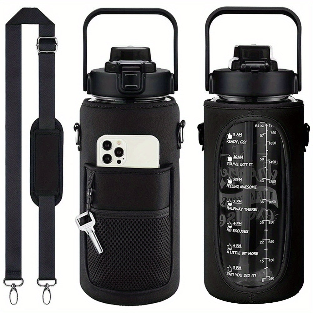 2L/64oz Waterproof Water Bottle Cover - Durable Sport Bottle Insulator with Shoulder Strap - Perfect Portable Vacuum Cup Pouch for Outdoor Adventures and Camping