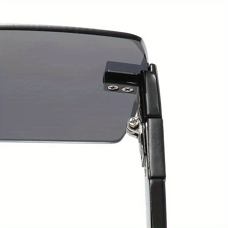 Rimless Square Fashion For Women Men Gradient Lens Cut Edge Glasses Metal Flower Decor Hollow Temple Eyewear