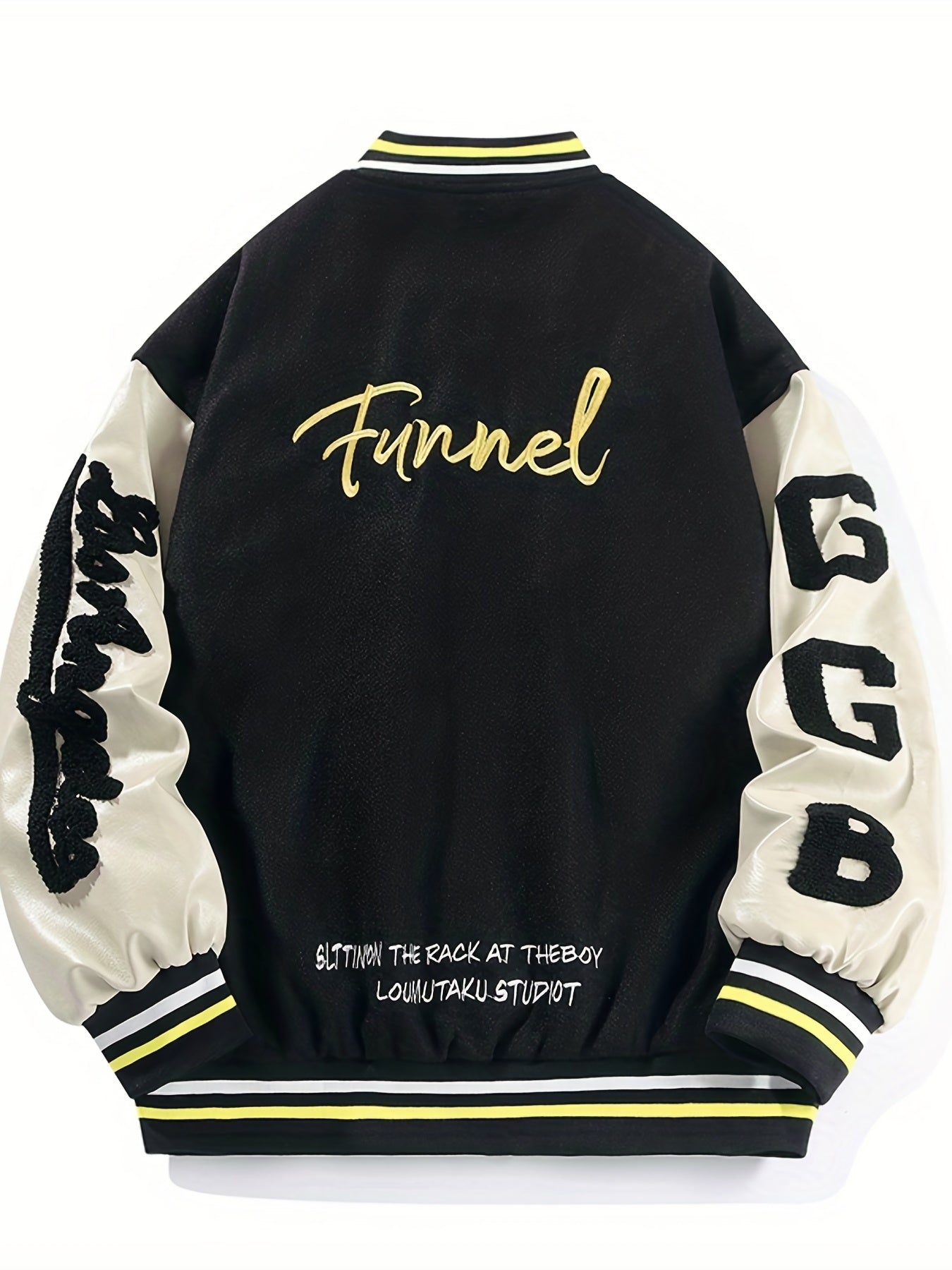 Men's Fleece College Varsity Jacket, Baseball Vintage Jacket, Casual Streetwear Coats Plus Size