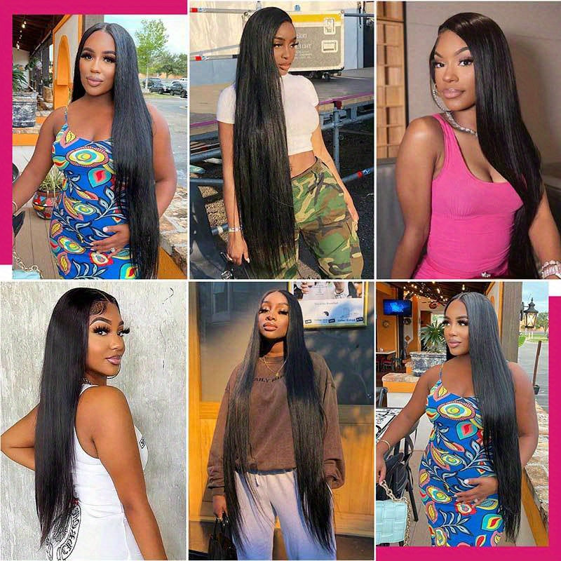 200% Density Straight 13*6 Lace Frontal Wigs Transparent Lace Front Pre Plucked Brazilian Human Hair Wigs For Women Glueless Straight Human Hair Wigs For Daily Use