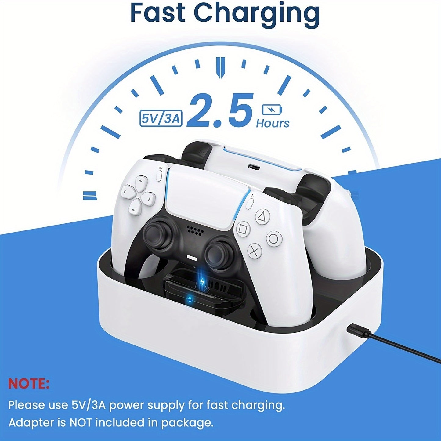 Fast & Safe PS5 Controller Charging Dock - LED Status, Multi-Controller Support, No Battery Needed