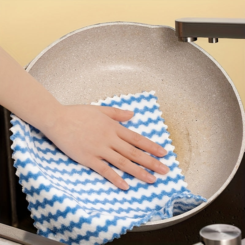 5/10pcs Microfiber Dish Cloths, Thickened Coral Velvet Cationic Double-sided Dish Towels, Soft Absorbent Towels, Strong Stain Removal, Scouring Pads