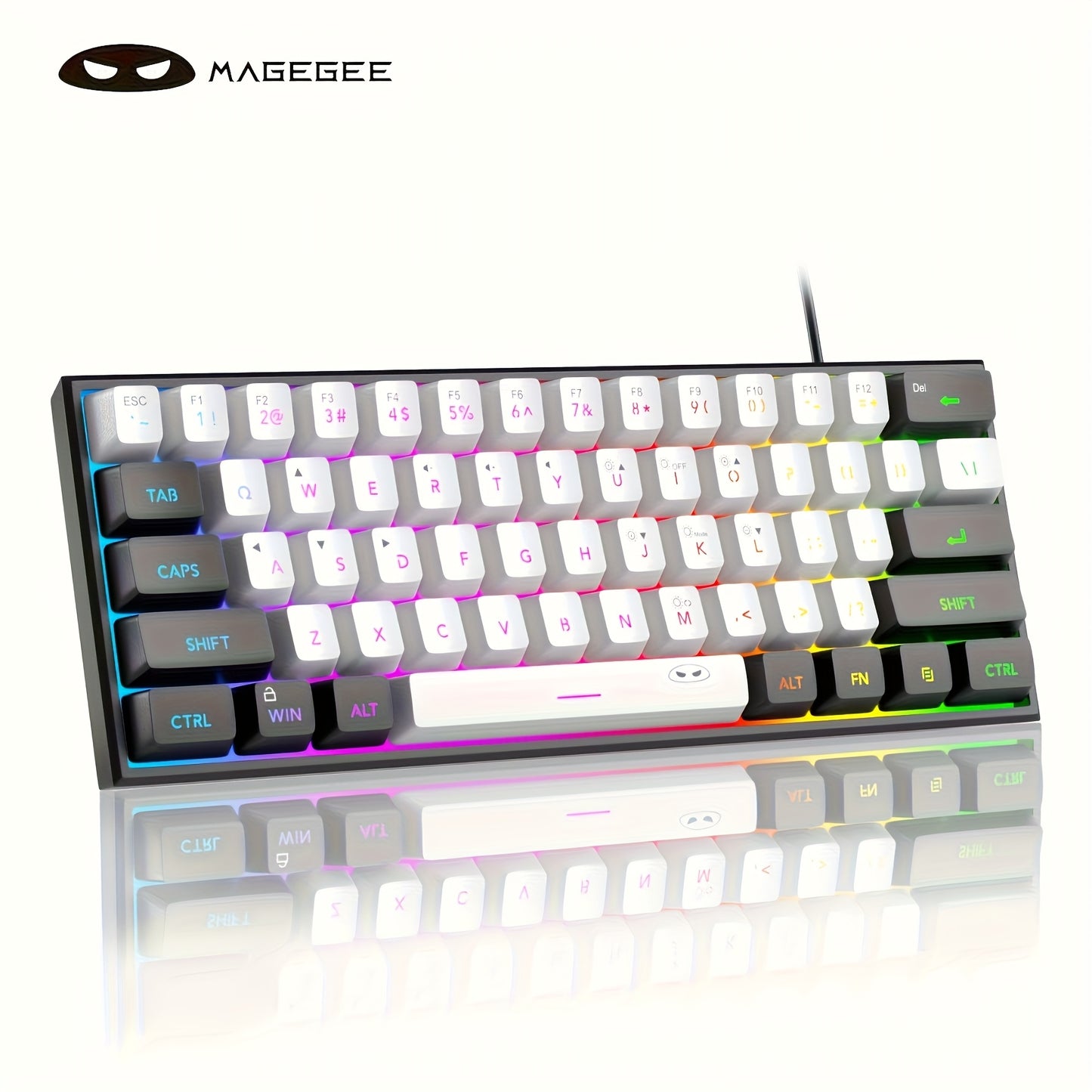 MageGee Mini 60% Gaming/Office Keyboard, Keycap Type Wired RGB Backlit Compact Computer Keyboard for Windows/Mac/Laptop