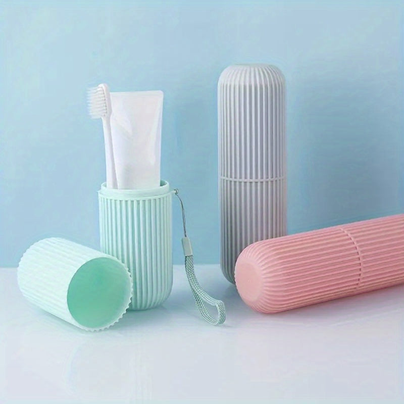 Household Travel Mouthwash Cup Toothbrush Cup Makeup Brush Storage Box Travel Wash Cup Portable Couple Toothbrush Toothpaste Storage Box Simple Toothbrush Mouthwash Cup Toothjar Set Rope Color Random travel must have