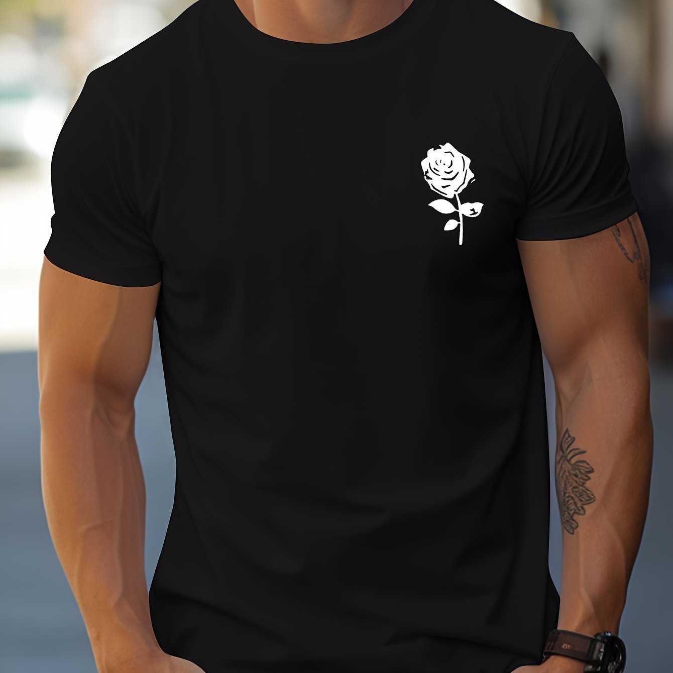 Men's Slim Fit T-shirt With Trendy Graphic Print