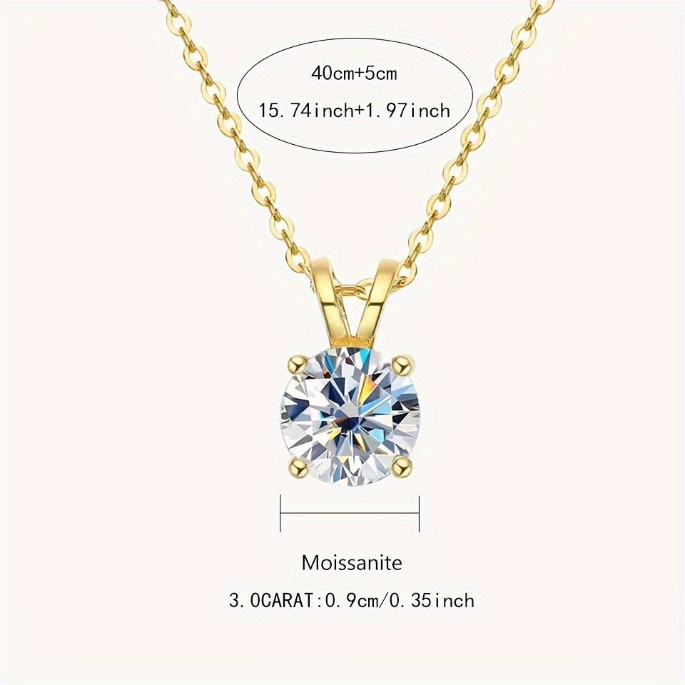 Moissanite 925 Sterling Silver 1-2CT Classic 4 Claw Pendant Necklace Luxury Wedding Engagement For Women  Gift