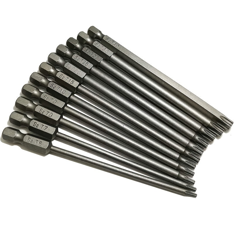 11-Piece Premium Torx Security Screwdriver Drill Set - Durable 1/4 Hex Shank T6-T40 S2 Steel Bits for Maximum Torque and Long-Lasting Performance - Ideal for Heavy-Duty Applications