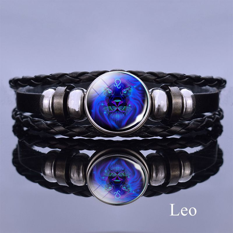 1pc 12 Constellation Luminous Bracelet Men's And Women's Fashion Multi-layer Woven Bracelet