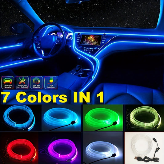 2m 4m LED Strip Car Interior Decorations Atmosphere Light RGB Neon DIY Dashboard Ambient Optical Fiber Strips Lamp with USB Drive