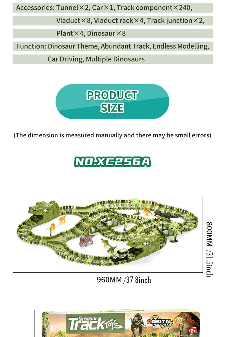 Dinosaur Toys Race Car Track, Create A Dinosaur World Road Race, Flexible Dinosaur Track Toys Set 120/240pcs Christmas Birthday Gifts For Boys Girls Kids Christmas Halloween Thanksgiving Gift Carnival