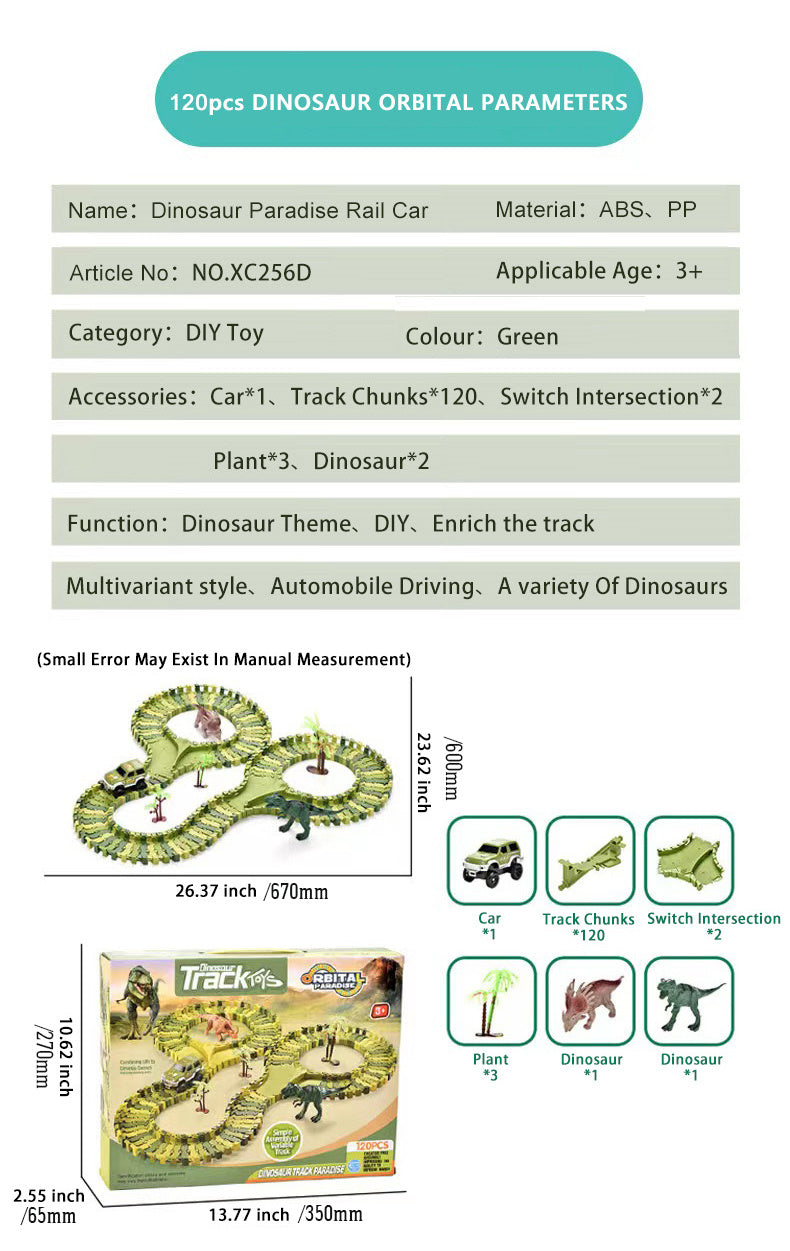 Dinosaur Toys Race Car Track, Create A Dinosaur World Road Race, Flexible Dinosaur Track Toys Set 120/240pcs Christmas Birthday Gifts For Boys Girls Kids Christmas Halloween Thanksgiving Gift Carnival