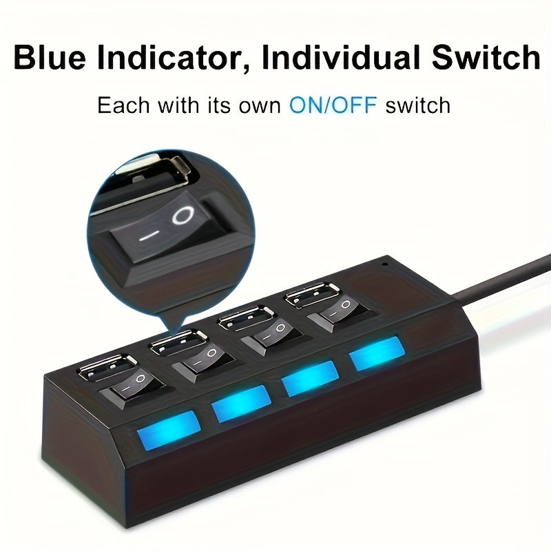 1pc 4-port/7-port USB Connector Computer Mouse Keyboard Memory Card Independent Switch Universal Hub