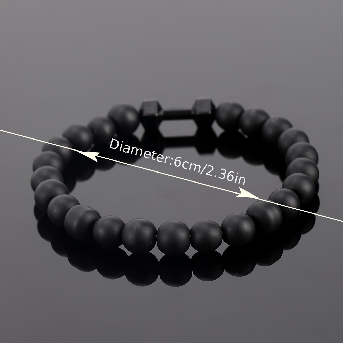 Frosted Bead Dumbbell Bracelet - Premium Fitness-Inspired Accessory for Men with Sleek Modern Design - Perfect Gift for Fitness Enthusiasts