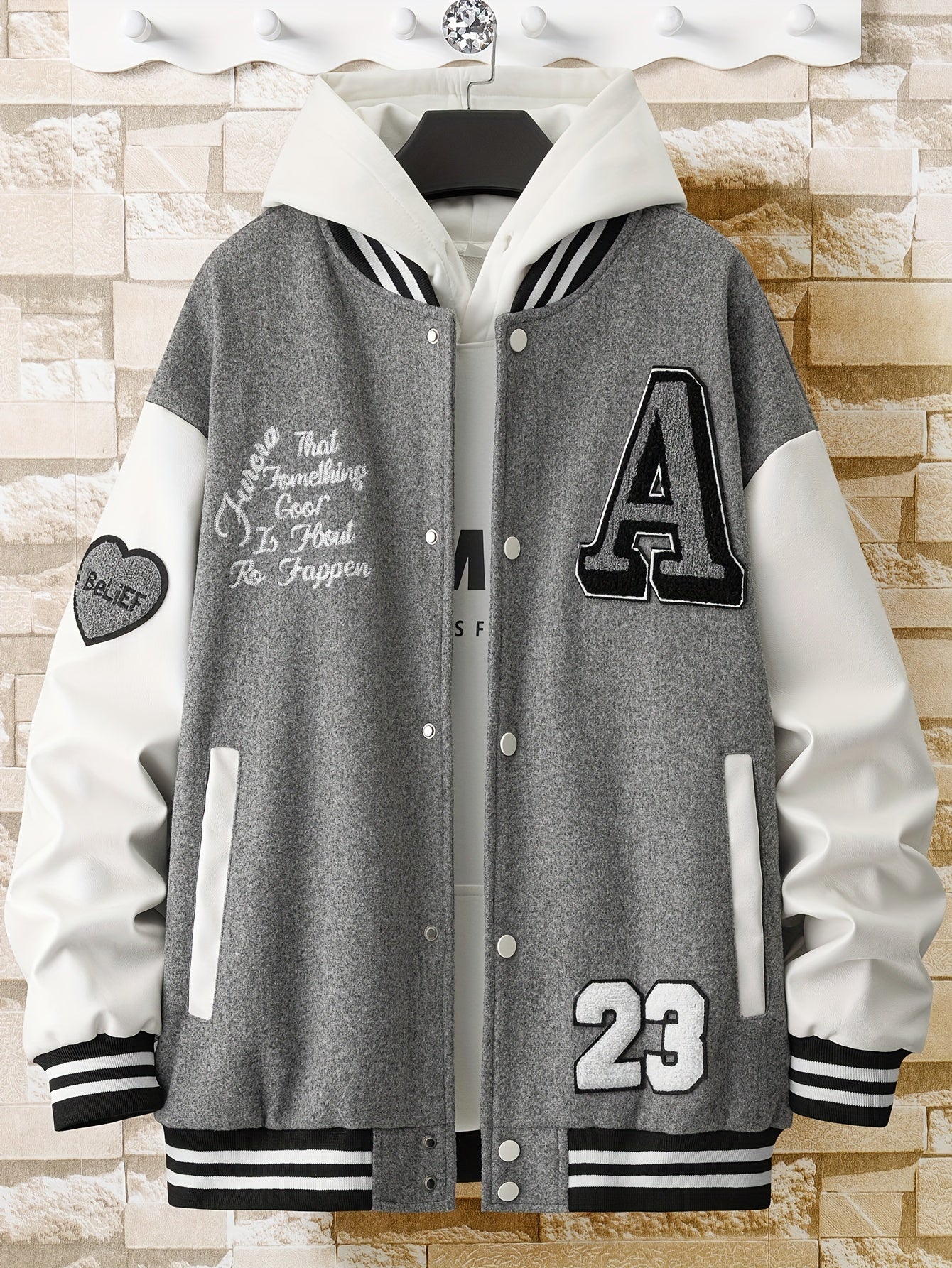 Men'S Loose-Fitting Casual Warm Baseball Jacket in Nine Colors for Spring, Autumn, And Winter. Features Exquisite Towel Embroidery And Letter Embroidery, Suitable for Both Men And Women, Effortlessly Showcasing Personality An