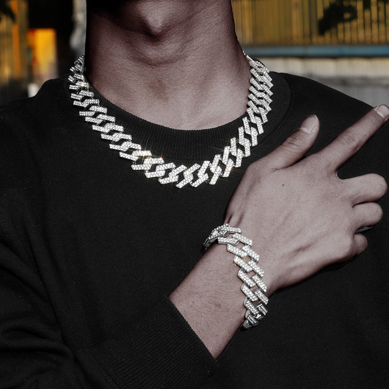 Chunky Iced Out Rhinestone Cuban Link Chain Necklace For Men, father's day gift