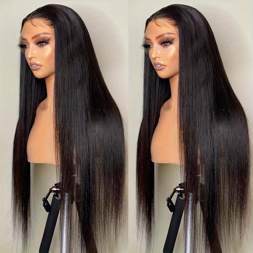 200% Density Long Straight Lace Front Wigs 13*4 Lace Frontal Wigs Transparent Lace Front Pre Plucked Brazilian Human Hair Wigs For Women