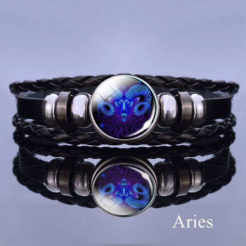 1pc 12 Constellation Luminous Bracelet Men's And Women's Fashion Multi-layer Woven Bracelet