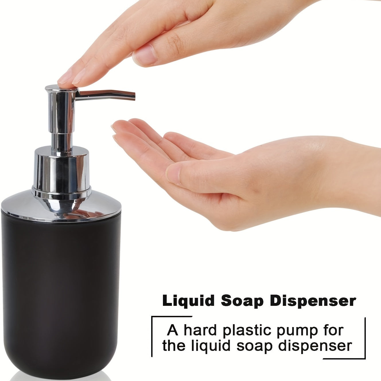 [Black Bathroom Set] 6pcs Black Bathroom Accessory Set - Plastic Soap Dispenser, Toothbrush Holder, Cup, Dish, Trash Can - No Electricity Needed, Family Gift Essentials