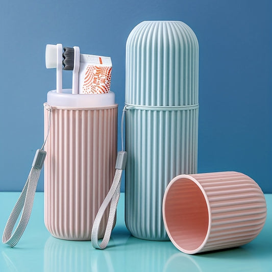 Household Travel Mouthwash Cup Toothbrush Cup Makeup Brush Storage Box Travel Wash Cup Portable Couple Toothbrush Toothpaste Storage Box Simple Toothbrush Mouthwash Cup Toothjar Set Rope Color Random travel must have