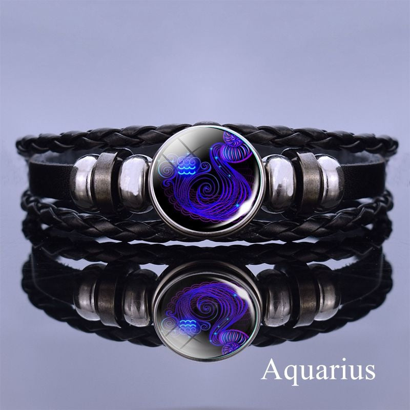 1pc 12 Constellation Luminous Bracelet Men's And Women's Fashion Multi-layer Woven Bracelet